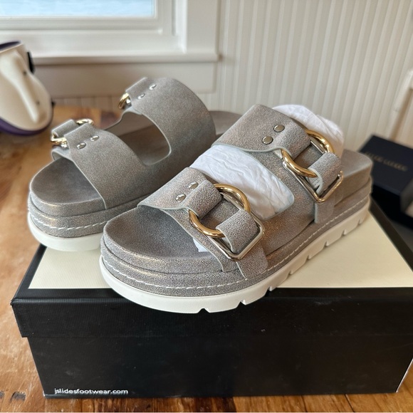 J/Slides Metallic Suede Sandals - Picture 4 of 6